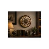 Sleep Nova Roma Rakamlı Dekoratif Metal Duvar Saati Gold Vintage Büyük Boy Salon Ve Ofis Saati