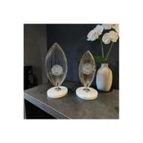 Sleep Nova Silver Aura Metal Dekoratif Obje – Mermer Tabanlı Modern Salon Aksesuarı (İkili Set)