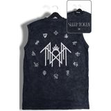 Sleep Token Sırt Baskılı Yıkamalı Kolsuz Tişört, Unisex Rock Band Temalı Sıfır Kollu Retro Atlet - Siyah - 4XL