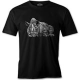 Sleeping Rhinoceros Realistic Siyah Kadın Tshirt - M