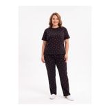 sleeproom Büyük Beden Kadın Kalp Desen Yazlık Pijama Takımı