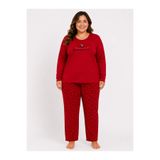 sleeproom Büyük Beden Kadın Mevsimlik Uzun Kol Awesome Kırmızı Pijama Takımı