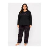 sleeproom Büyük Beden Kadın Mevsimlik Uzun Kol Awesome Siyah Pijama Takımı