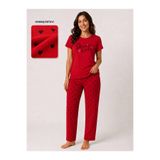 sleeproom Yazlık Kalp Dream Desen Kırmızı Penye Pijama Takım