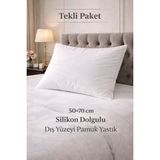 Sleepwell 50 x 70 cm Slikon Dolgulu Dış Yüzeyi Pamuklu Yumuşak Dokulu 900 gr Dolgun Yastık - Beyaz