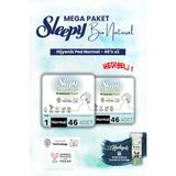 Sleepy 2 Adet Bio Natural Hijyenik Ped Mega Paket Normal 46'lı ve Rosıe Makyaj Pamuk - 1