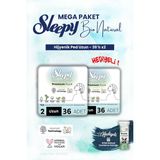 Sleepy 2 Adet Mega Paket Uzun 36'lı Bio Natural Hijyenik Ped ve Rosıe Makyaj Pamuk - 1