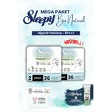 Sleepy 2 Adet Mega Paket Uzun 36'Lı Bio Natural Hijyenik Ped Ve Rosıe Makyaj Pamuk