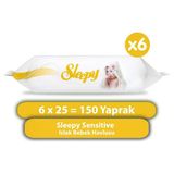 Sleepy 6x25'li Sensitive Islak Bebek Havlusu