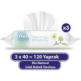 Sleepy Bio Natural 3X40 Yaprak Islak Mendil Bebekler İçin Uygun Dermatolojik Test Edilmiş