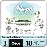 Sleepy Bio Natural Premium Plus 18 Adet Gece Hijyenik Ped Sızıntı Önleyici Teknoloji ile Konfor