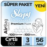 Sleepy Bio Natural Premium Plus Airbag Comfort Bebek Bezi 2 Beden Süper Paket 68 Adet
