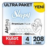Sleepy Bio Natural Premium Plus Airbag Comfort No:4 Maxi 208 Adet Külot Bebek Bezi