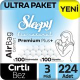 Sleepy Bio Natural Premium Plus Airbag Comfort Ultra Paket Bebek Bezi 3 Numara Midi 224 Adet - 3 Beden