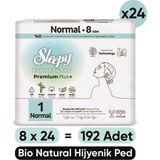 Sleepy Bio Natural Premium Plus Hijyenik Ped Normal 8x24 Ped 192 Adet Uzun Süreli Koruma Sağlayan