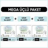 Sleepy Bio Natural Premium Plus Uzun Hijyenik Ped Mega Paket 108 Adet 36X3 Konforlu Kullanım