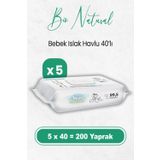 Sleepy Bio Natural Yenidoğan Islak Havlu 40 x 5 Adet (200 Yaprak)