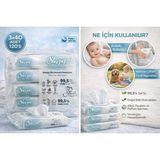 Sleepy Bio Natural Yenidoğan Islak Mendil 120’LI (3X40) – %99,5 Saf Su, Alkolsüz, Parfümsüz