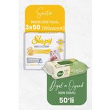 Sleepy Doğal Organik Islak Mendil 50' li ve Sensitive Bebek Islak Mendil 3 x 50' li
