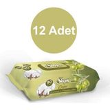 Sleepy Doğal Zeytinyağı ve Pamuklu Bebek Islak Mendil 12 x 90'lı Kokusuz Hassas Temizlik İçin