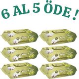 Sleepy Doğal Zeytinyağlı Islak Mendil 90’lı x 6 Paket – 6 Al 5 Öde Kampanyalı, Pamuk Lifli, Toplam 540 Yaprak