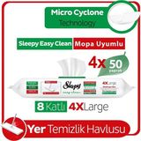 Sleepy Easy Clean Beyaz Sabun Katkılı Mopa Uyumlu Yer Temizlik Havlusu 4X50 Yaprak (200 Yaprak) - XL