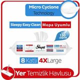 Sleepy Easy Clean Çamaşır Suyu Katkılı Mopa Uyumlu Yer Temizlik Havlusu 3X50 (150 Yaprak) - Beyaz - XL