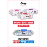Sleepy Easy Clean Çiçek Serisi Yüzey Temizlik Havlusu 3x100 Yaprak, Süper Kireç Sökücü Mendil 30 Yaprak Kombo Set
