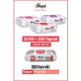 Sleepy Easy Clean Çiçek Serisi&Greyfurt Yağlı Süper Mutfak Yüzey Temizlik Havlusu&Mendili(3x100+50)