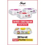 Sleepy Easy Clean Çiçek Serisi&Limon Yağlı Süper Mutfak Yüzey Temizlik Havlusu&Mendili(3x100+50)