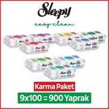 Sleepy Easy Clean Premium + Çiçek Serisi + Doğa Serisi Yüzey Temizlik Havlusu Mendili 9X100 Karma Paket - 100 Yaprak