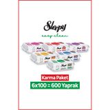 Sleepy Easy Clean Premium + Çiçek Serisi Yüzey Temizlik Havlusu Mendili 6x100 Karma Paket