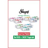 Sleepy Easy Clean Premium+Çiçek Serisi+Doğa Serisi Yüzey Temizlik Havlusu Mendili 9x100 Karma Paket