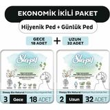 Sleepy Ekonomik Ikili Paket (Bio Natural Premium Plus Hijyenik Ped Gece 18'li + Günlük Ped Uzun 32'li)