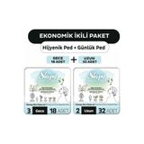 Sleepy Ekonomik Paket (Bio Natural Hijyenik Ped Gece 18'li + Günlük Ped Uzun 32'li) 8682241216628