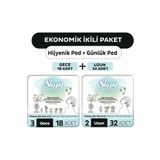 Sleepy Ekonomik Paket (Bio Natural Hijyenik Ped Gece 18'Li + Günlük Ped Uzun 32'Li)