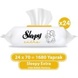 Sleepy Extra Islak Bebek Havlusu 24x70 cm 1680 Yaprak Limon Kokusuyla Hassas Ciltler İçin