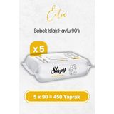 Sleepy Extra Islak Bebek Havlusu 90'lı x 5 Adet (450 Yaprak)