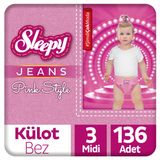 Sleepy Jeans Pink Style No:3 Midi 136 Adet Külot Bebek Bezi