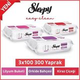 Sleepy Lilyum Buketi, Orkide Bahçesi ve Kiraz Çiçeği Yüzey Temizlik Havlusu 100' lü