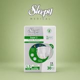 Sleepy Medical Süper 3 Belbantlı Large 30 Adet | 3400 ML Çok Yüksek Emici Hasta Bezi (L)