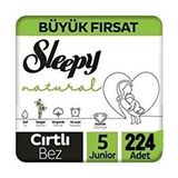 Sleepy Natural 5 Numara Junior Bantlı Bebek Bezi 224 Adet Hızlı Emici Teknoloji ile Koruma