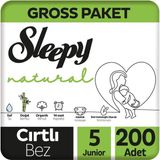 Sleepy Natural 5 Numara Junior Bebek Bezi 200 Adet Bantlı 11 - 18 kg Yumuşak Koruma