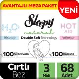 Sleepy Natural Double Soft Avantajlı Mega Paket Bebek Bezi 3 Numara Midi 68 Adet - 3 Beden