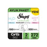 Sleepy Natural Double Soft Aylık Paket Bebek Bezi 2 Numara Mini 272 Adet