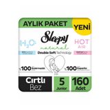 Sleepy Natural Double Soft Aylık Paket Bebek Bezi 5 Numara Junior 160 Adet
