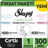 Sleepy Natural Double Soft Fırsat Paketi Bebek Bezi 1 Numara Newborn 300 Adet