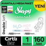 Sleepy Natural Double Soft No:1 Yenidoğan 160 Adet Bebek Bezi
