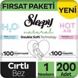Sleepy Natural Double Soft No:1 Yenidoğan 200 Adet Bebek Bezi
