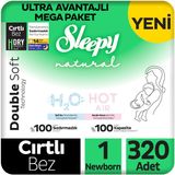 Sleepy Natural Double Soft No:1 Yenidoğan 320 Adet Bebek Bezi